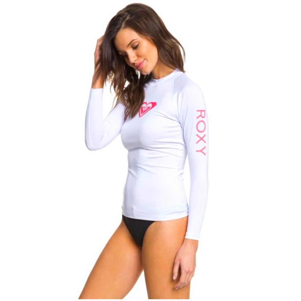 New Roxy Lot of 2 Rash-guard, Skin, Ultra Violet Protection White and Pink 10G